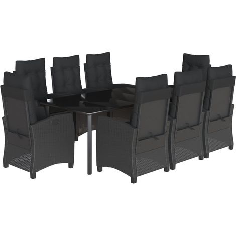 Maison Exclusive - Set de comedor de jardín 9 pzas y cojines ratá (1/5)