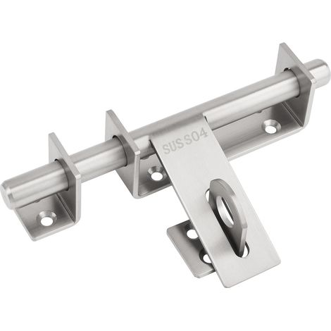 17 cm (6,7 Zoll) Schiebetorriegel, robustes Türschloss mit 15 mm Vorhängeschlossloch, massives Zylinderschloss aus Edelstahl SUS304 für Holzzäune, Gartentore, Scheunentüren, Schuppentüren (silber)