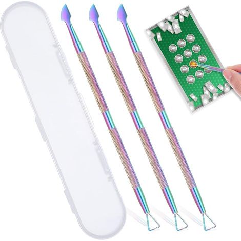 3 pièces d'outil à gratter pour tickets de loto, outil à gratter en acier inoxydable avec boîte de rangement, spatule métallique, poussoir, autocollants (1/5)