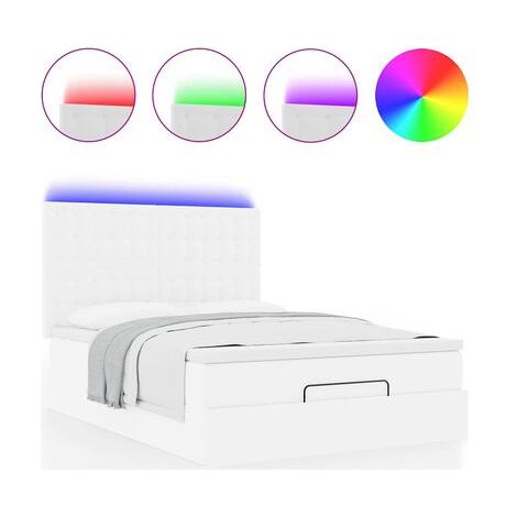Cadre de lit coffre blanc 140 × 190 cm avec matelas en similicuir, espace de rangement généreux, meuble de chambre, design contemporain, montage facile (1/5)