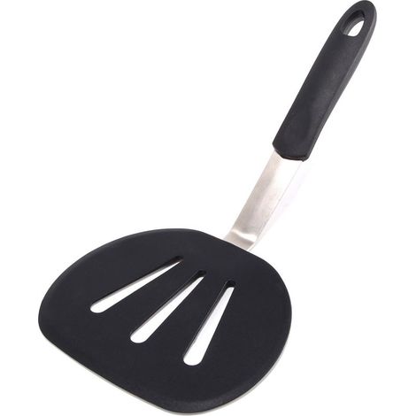 Spatule flexible résistante à la chaleur jusqu'à 315 °C, en silicone et acier inoxydable - la meilleure spatule en silicone - idéale pour les omelettes, les hamburgers, etc. (ronde) (1/4)
