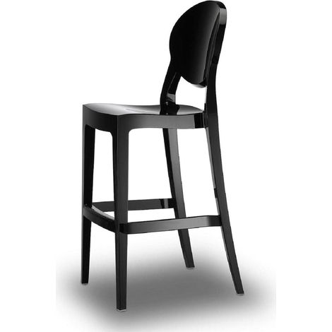 Sgabello da BAR igloo S-C-A-B nero pieno seduta Alto H 74 arredo casa in policarbonato elegante Design Italiano (1/3)