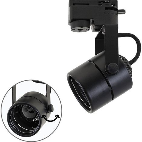 Foco redondo para carriles ayrton (2 hilos) gu10 al.14,5xd.7,5cm negro (1/3)