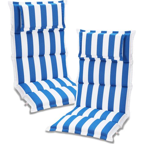Aoodor Outdoor-Stuhlkissen mit hoher Rückenlehne und Kopfstütze, 2er-Set, geflanschte Sitzkissen für Schaukelstühle, Adirondack- und Essstühle, 120×52×6 cm