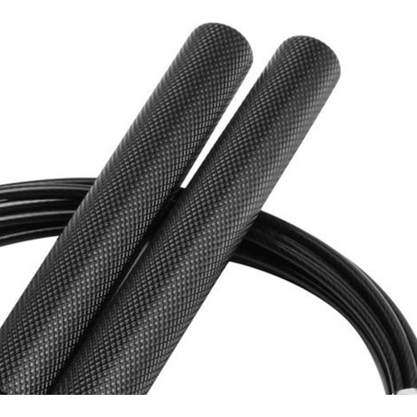 Corde à sauter avec poignée en alliage d'aluminium et câble en acier, un outil d'entraînement à la corde à sauter pour salle de sport à domicile, de couleur noire. (1/5)