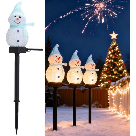 Lampe solaire de Noël en forme de bonhomme de neige, Lumière de chemin de Noël extérieure, Décorations de Noël, Lampes solaires de jardin étanches (1/5)