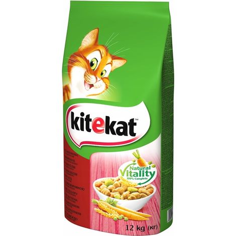 KITEKAT 12 kg - Trockenfutter für Katzen mit Rindfleisch