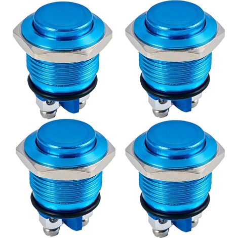 Bouton-poussoir Momentané en Métal 16 mm 220V AC SPST 1NO, Commutateur de Voiture et Industriel, Étanchéité IP65 pour Applications Bricolage (1/5)