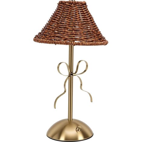 Lampe de Table Bohème en Rotin avec Nœud Papillon Osier tissé (1/5)