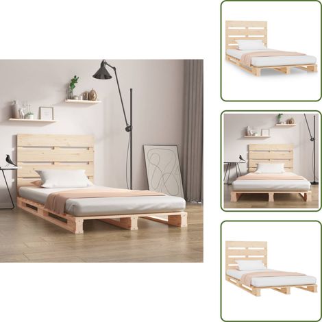 The Living Store Cadre de lit 90x190 cm Bois de pin massif Simple - Cadre de lit (1/5)