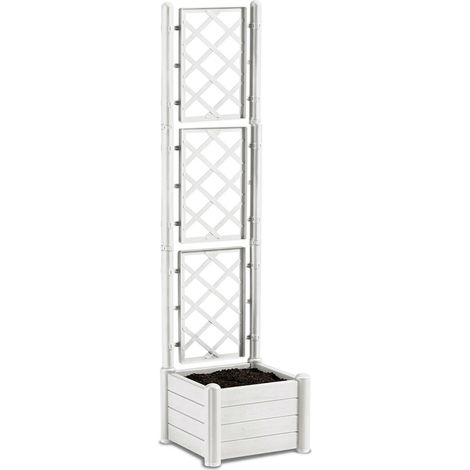 Fioriera con vaso largo QUADRATO cm 43X43 Spalliera Grigliata alta cm 195 separe' bianco graticola rampicante modulabile e componibile Esterni Giardini Terrazze separatore ambienti locali commerciali (1/5)