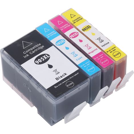 Cartouches d'encre HP 905, compatibles avec Officejet Pro 6960, 6970, multifonctions et autres imprimantes, pack de 4, qualité standard. (1/5)