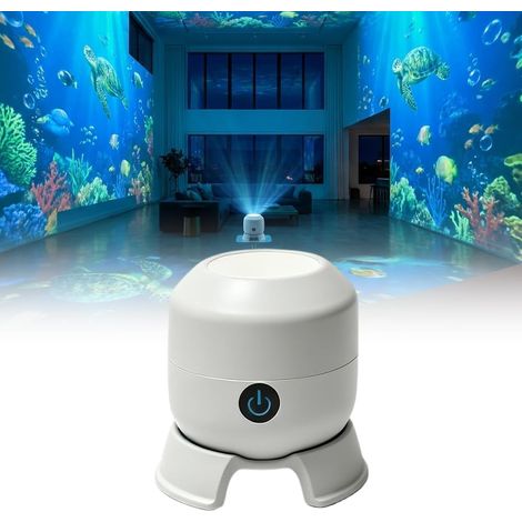 Proyector LED giratorio dinámico, luz nocturna de galaxia con olas Luz nocturna de proyección de olas oceánicas giratoria de 360°, base multiángulo, brillo ajustable, para dormitorio