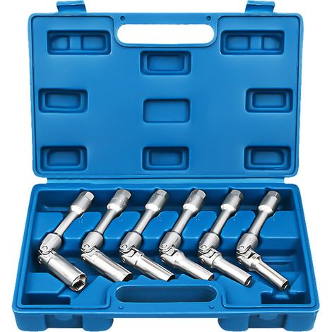 Jeu de 6 douilles hexagonales pour bougies d'allumage automobile, 3/8'', joint carré, tournevis universel, clé