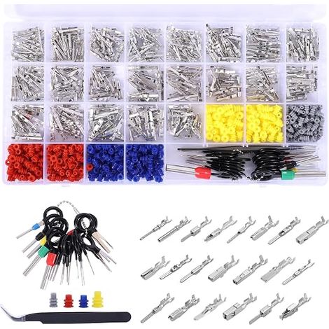 Connecteur Électrique Automobile, Kit de Cosses à Sertir Mâle et Femelle 1/1,5/1,8/2,2/2,8/3,5 mm, avec Bouchon Étanche et Outil de Démontage pour Voitures, Motos et Bateaux (1/5)