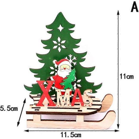 Décoration de Noël en bois pour la maison, pendentif pour sapin de Noël, luge en bois, ornements pour voiture, cadeau pour la fête du Nouvel An P2T8