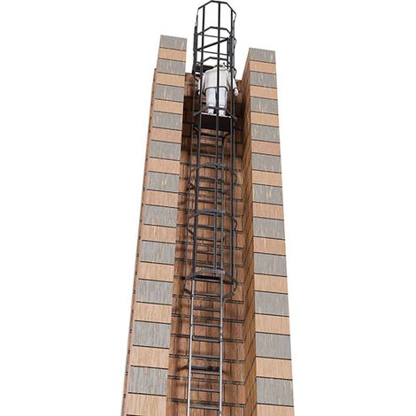 Echelle à crinoline avec palier de repos amovible - Hauteur à franchir de 11.00 à 11.30m - Pour conduits d'aération - CS113-CA