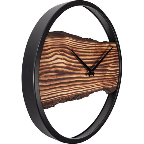 Horloge Murale Silencieuse en Bois Massif et Métal Noir - Diamètre 30cm ou 45cm - PANGIVO (1/5)
