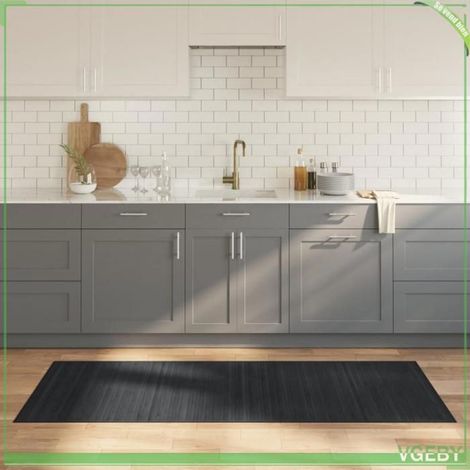 Tapis en bambou - FAFEISY - 376910 - Gris - 80x200 cm - Antidérapant (1/5)