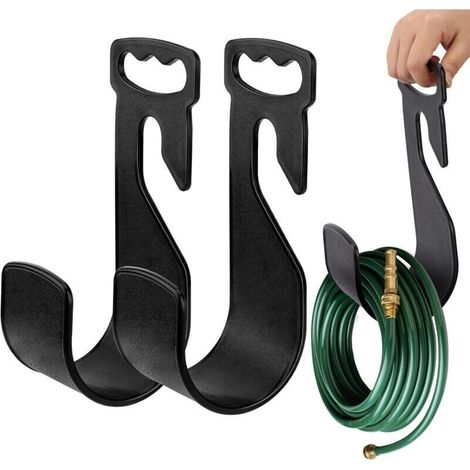 Paquet de 2 supports de tuyau d'arrosage avec poignées - Support de tuyau d'arrosage robuste pour cour extérieure, montage rapide pour robinet, transport et rangement faciles Tuyau80 pieds (2 noirs)