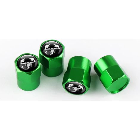 (Vert Scorpion) 4 pièces bouchons de tige de valve de pneu automatique antivol couvercle hermétique de pneu de roue adapté pour Abarth Viaggio 500 Punto Ducato Stilo Bravo Palio (1/5)