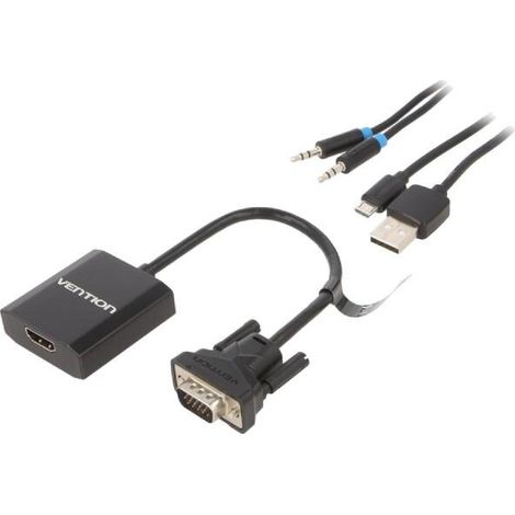 Cable HDMI 1.4 D-Sub 15pin HD prise male HDMI femelle 0.15m - Noir