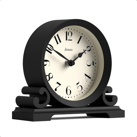 Saloon Horloge de cheminée Petit Design Traditionnel à Double Volute Noir Style Classique Contemporain pour Bureau, Table, étagère ou Table de Chevet (1/5)