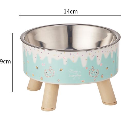Gamelle haute pour animaux de compagnie, revêtement intérieur en acier inoxydable, bol antidérapant, convient aux chats et aux chiens