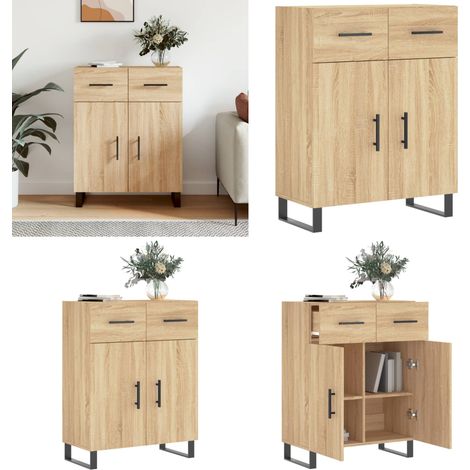 Sideboard Sonoma-Eiche 69,5x34x90 cm Holzwerkstoff - Holzwerkstoff - Metallbeine (1/5)