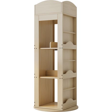 Étagère tournante à 360° pour livres avec 4 niveaux, bois, 142×63×63 cm, meuble de rangement pour enfants et adultes (1/5)