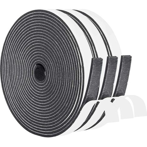 Joint Caoutchouc Adhésif 2 Rouleau 12 mm (l) x 6 mm (H) x 8 m (L) Bande de Joint Auto-adhésives en Néoprène Chambranle Fenêtre Automobile Preuve de Collision Ruban Adhésif Noir (chacun 4m)- (1/5)