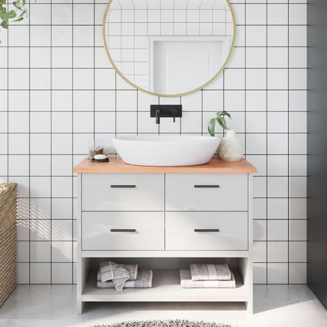 Comptoir de salle de bain marron clair 100x30x2 cm bois traité