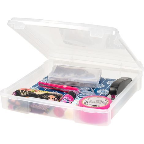 x 10L storage box, clear plastic, latch lid, stackable, for beads and crafts (1/5)