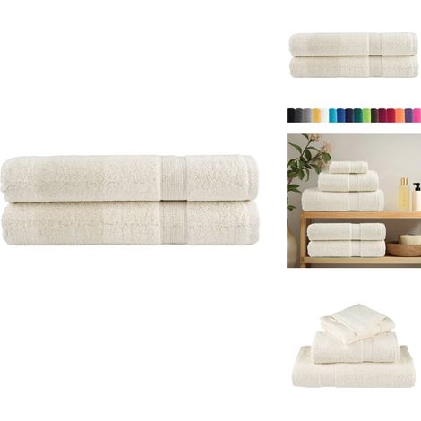 Premium-Handtücher SOLUND 2 Stk. Cremeweiß 100x200 cm 600 g/m² - Baumwolle - Cremefarbenes Handtuch - Badezimmertextilien - Waschbare Handtücher - Große Handtücher (1/5)
