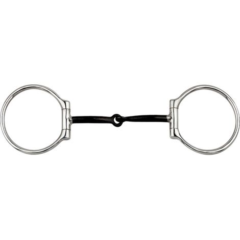 Filetto western a D in inox e imboccatura nera con inserti in rame