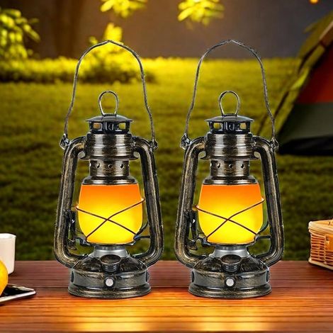 Lanterne Vintage, 2 Pièces Lanterne Extérieure, Lanterne Jardin Rechargeable, Lampe Camping, Lanterne de Camping pour Intérieur Extérieur Véranda Terrasse (1/5)