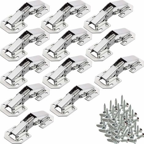 Charnières à visser (lot de 12) Charnières pour portes de placard à 90° Charnières avec vis adaptées Conviennent aux portes de placards, étagères, armoires et autres (1/5)