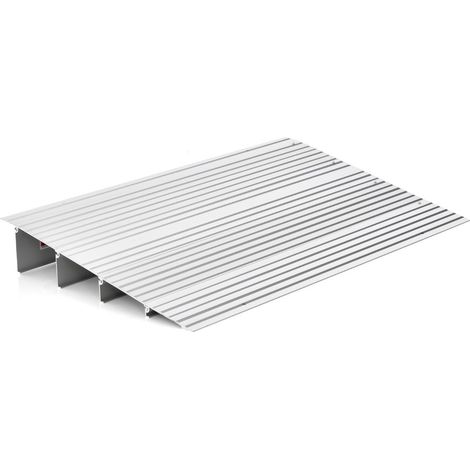 Rampa de umbral de puerta de 86,5 x 54 x 10,5 cm con altura regulable superficie antideslizante y diseño moderno en aluminio plateado 200020558