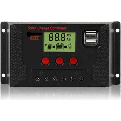 Contrôleur de charge de panneau solaire, 12V/24V réglable, écran LCD, avec deux ports USB, charge 3 batteries, 50A - 50A (1/5)