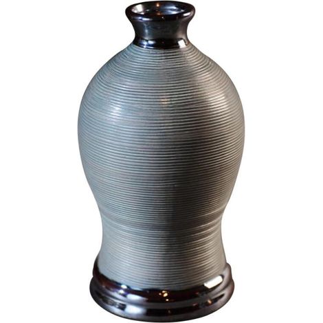 Vaso grigio con finiture in grafite, piccolo, 13x13x24,5 cm (1/2)