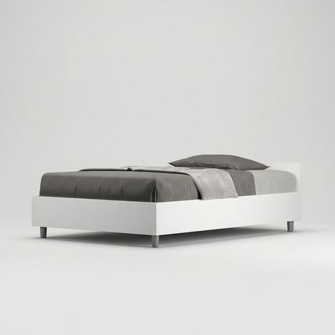 Cama de plaza y media con somier blanco fresno 120x190 Nuamo (1/4)