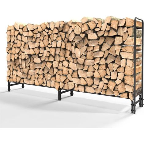 Serra per tronchi Portalegna da esterno in acciaio di grande capacità per riporre tronchi Rastrelliera per legna Serra in legno 244 x 35,5 x 122 cm (L x P x A)