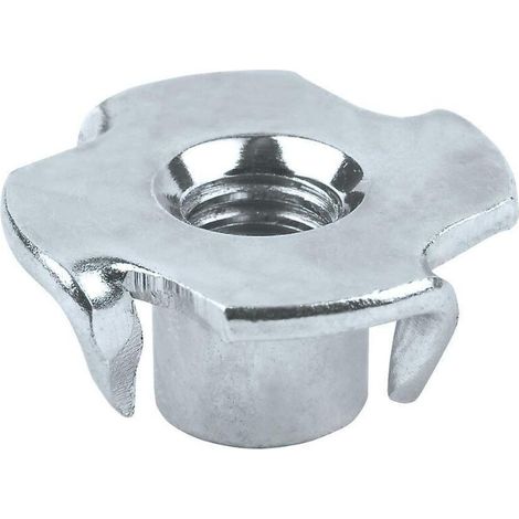 Écrou à griffes M6 en T (paquet de 25) en acier allié zingué, écrou à quatre broches, écrou en T à quatre goupilles, pour le travail du bois et le mobilier
