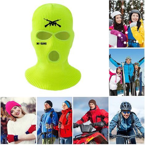 Bonnet de ski avec cache-visage intégré, broderie personnalisée, idéal pour cyclisme et sports d'hiver, blanc (1/4)
