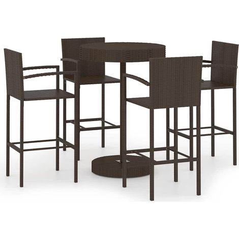 Set da Bar da Giardino 5 pz  Salotto da Giardino in Polyrattan Marrone (1/5)