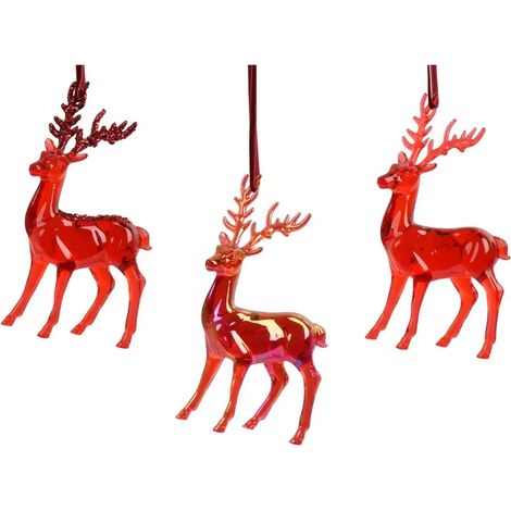 Rote Weihnachtsdeko Rentier aus Resin 14,5 cm (1/2)