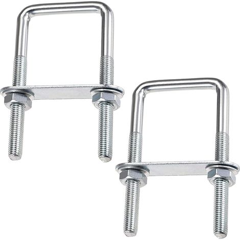 U-Boulons Carré Boulons En U, 70 x 110 mm U-Bolts En Acier Inox, U-Boulon M8 Avec éCrou Plaque De Cadre Et Rondelle, M8 Boulon En U Pour Fixation De Planches Et De Tuyaux (70 x 110 mm) (1/5)
