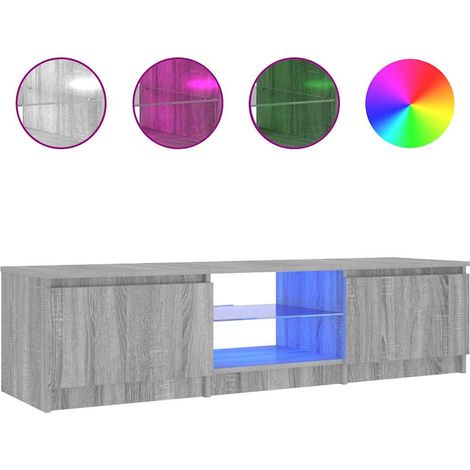 TV-Schrank mit LED-Leuchten Grau Sonoma 140x40x36 cm vidaXL
