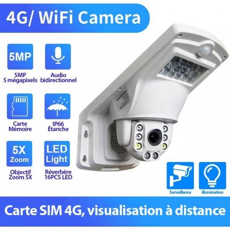 Caméra WiFi 4G réverbère PTZ IP sans fil 5MP 1920P 2560P Extérieur Sony IMX335 5X Zoom Optique Voix Bidirectionnelle Vision Nocturne (1/5)