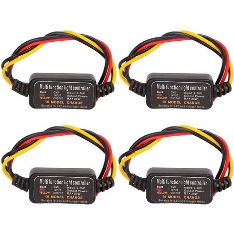 Module Flash Stroboscopique, Module de Clignotant de Contrôleur de Flash Stroboscopique, Contrôleur de Stroboscope de Clignotant de Feu de Freinage LED DC9-26V 4PCS 16 Modes (1/4)